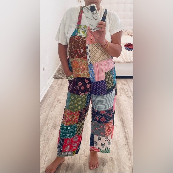 KATHMANDU IMPORTS COLORFUL BOHEMIAN PATCHWORK HAREM JUMPSUIT OVERALLS OS NEW - Picture 1 of 11